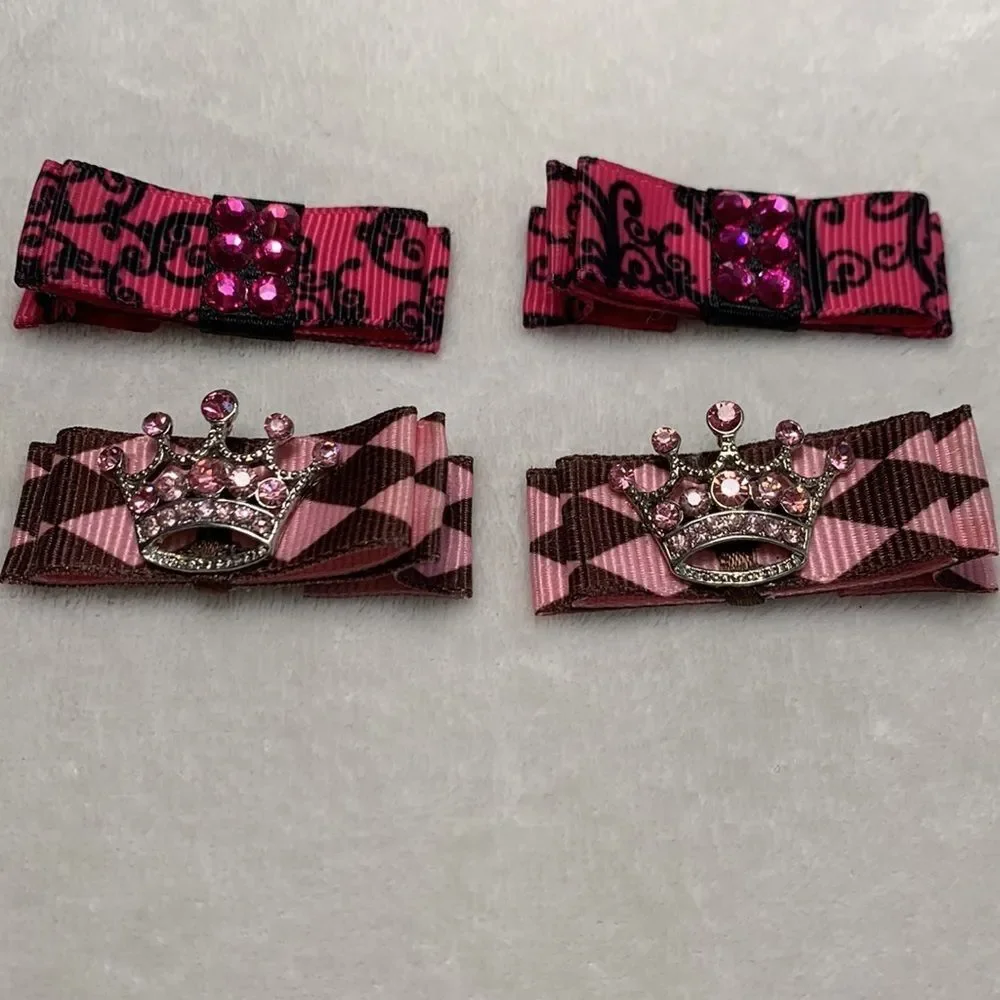 Girls Fancy Clip In Barrettes with Crystals and Crowns